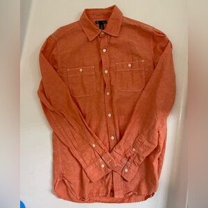 Orange Button-Up Slim Fit Gap Shirt